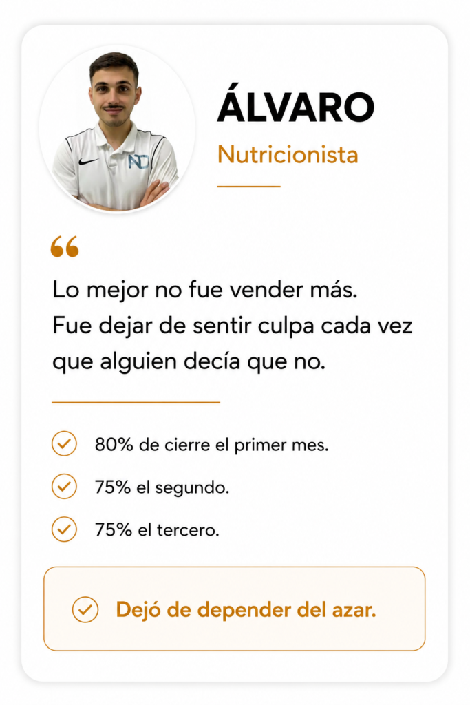Testimonio de Álvaro, nutricionista, tras aplicar el método de María Somoza para mejorar sus llamadas de venta.
